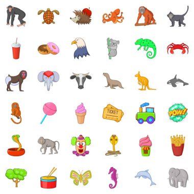İyi Hayvanat Bahçesi Icons set, karikatür tarzı