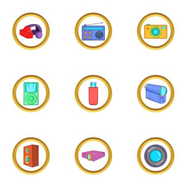 Ev becerikli alet Icons set, karikatür tarzı