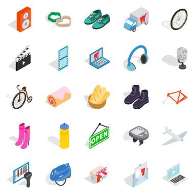 Online alışveriş Icons set, izometrik stili