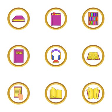 Kütüphane Icons set, karikatür tarzı