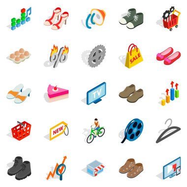 Online iş Icons set, izometrik stili