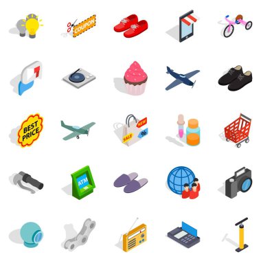 Internet pazarlama simgeler kümesi, izometrik stili