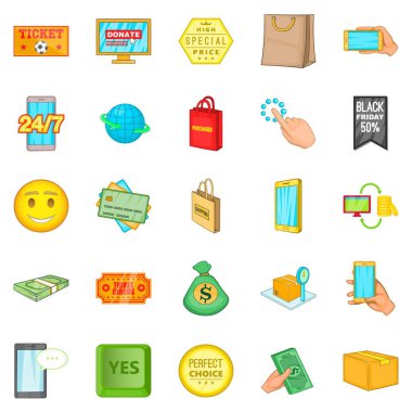 Shop online Icons set, karikatür tarzı