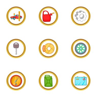 Araba Servisi Icons set, karikatür tarzı