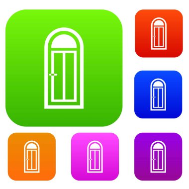 Kemerli ahşap kapı cam koleksiyonu ayarla