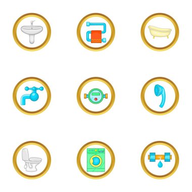 Sıhhi tesisat iş simgeleri ayarla, tarzı çizgi film