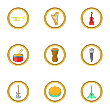 Orchestra icons set, cartoon style clipart