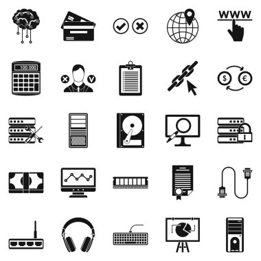 Bilgisayar sunucu Icons set, basit tarzı