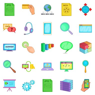 SEO uzman Icons set, karikatür tarzı