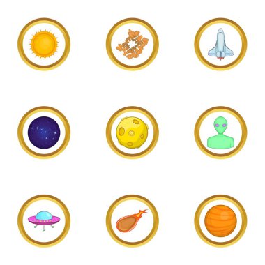 Astronot Icons set, karikatür tarzı