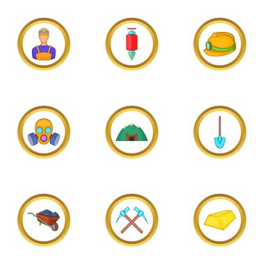 Yeraltı iş Icons set, karikatür tarzı