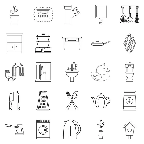 Appliances icons set, outline style — Stock Vector