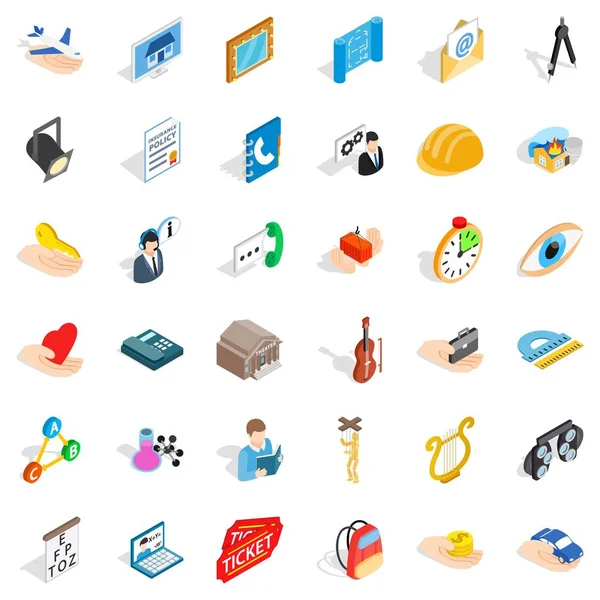 Set von Icons für Büroarbeit, isometrischer Stil — Stockvektor