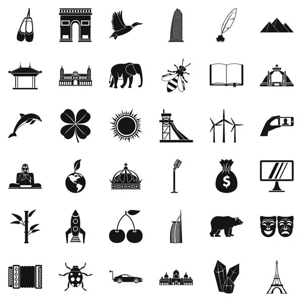 Ensemble d'icônes autour du monde, style simple — Image vectorielle