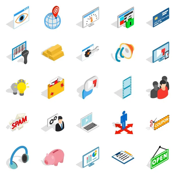 IT technology icons set, isometric style — Stock Vector