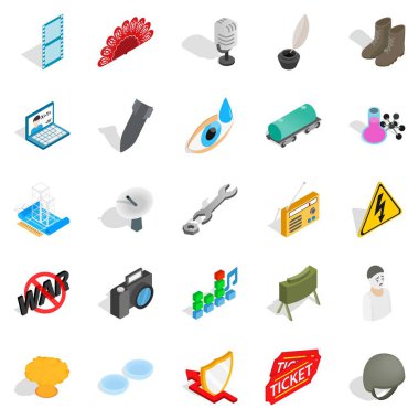 Teknik iş Icons set, izometrik stili