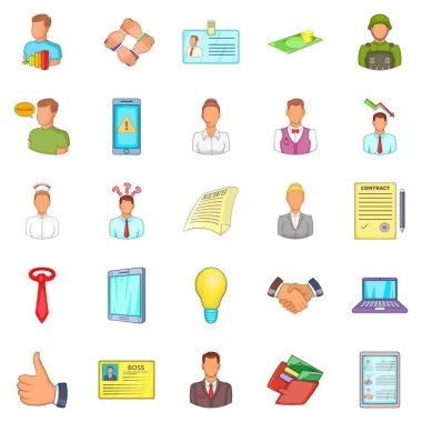 Uzak iş Icons set, karikatür tarzı