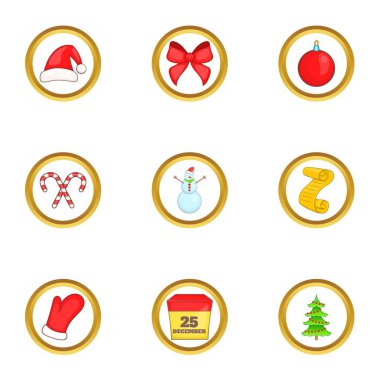 Noel şeyler Icons set, karikatür tarzı