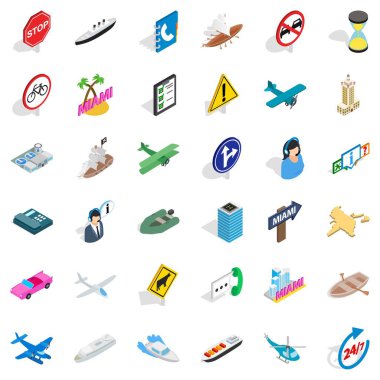 Sabit trafik Icons set. Beyaz arka plan üzerinde izole web için 36 zor trafik vektör simgeler izometrik stili