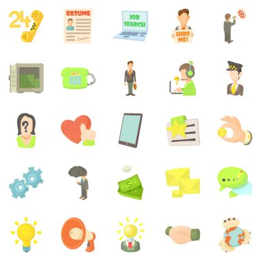 İş sözleşmesi Icons set, karikatür tarzı
