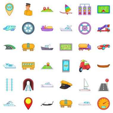 Farklı taşıma simgeler kümesi, karikatür tarzı