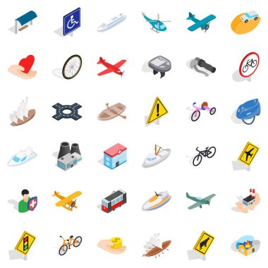 Yol işareti Icons set, izometrik stili