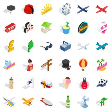 Deniz seyahat Icons set, izometrik stili