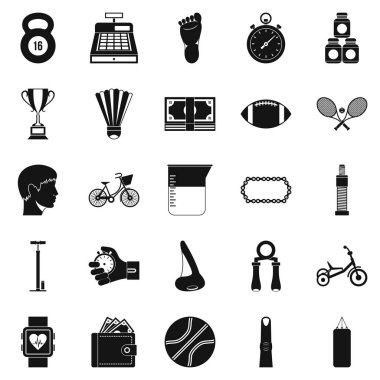 Spor salonu Icons set, basit tarzı için ağırlık