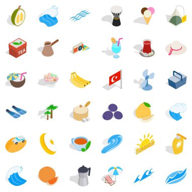 Türkiye'de seyahat Icons set, izometrik stili