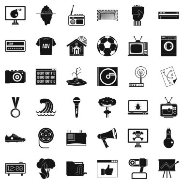 TV Icons set, basit stilini ayarla