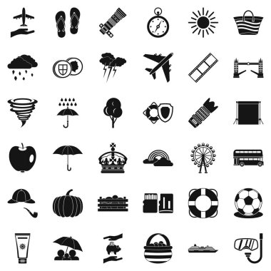 Büyük şemsiye Icons set, basit tarzı