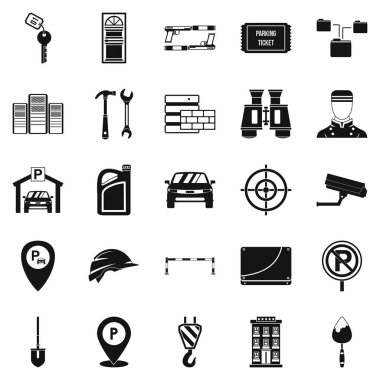 Somun anahtarı Icons set, basit tarzı