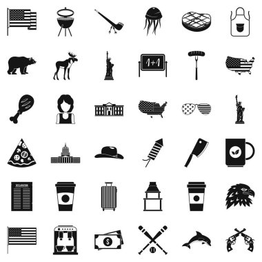 Sam amca Icons set, basit tarzı