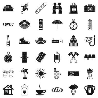 Uzun tatil Icons set, basit tarzı