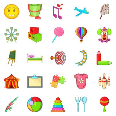 Okul Icons set, karikatür tarzı