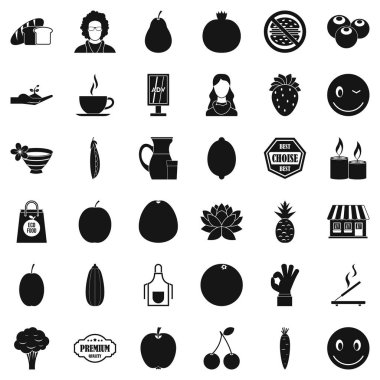 Vejetaryen burger Icons set, basit tarzı