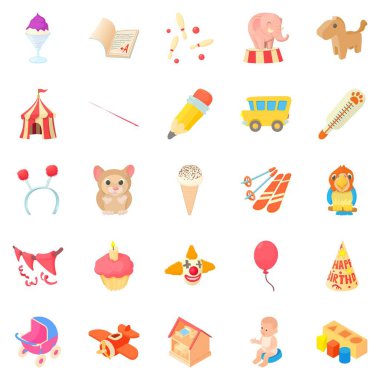 Okul Icons set, karikatür tarzı için oyunlar