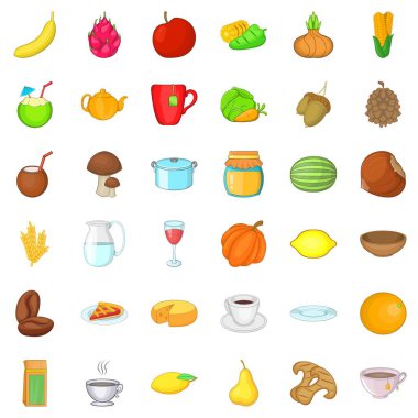 Vejetaryen Satılık Icons set, karikatür tarzı