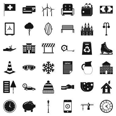 Villa Satılık Icons set, basit tarzı için