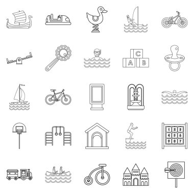 Beden eğitimi Icons set, anahat stili