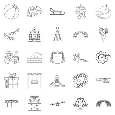 Beden eğitimi Icons set, anahat stili