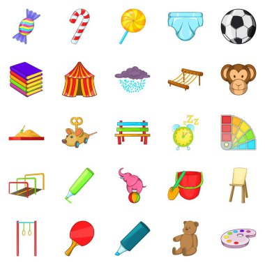 Okul bahçesinde Icons set, karikatür tarzı