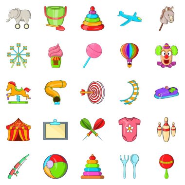 Okul saat Icons set, karikatür tarzı