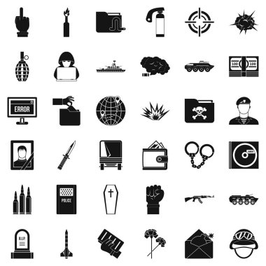 Kötü savaş Icons set, basit tarzı