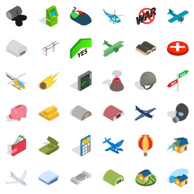 Kötü savaş Icons set, izometrik stili