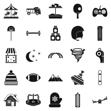 Komik çocuk Icons set, basit tarzı