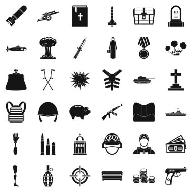 Savaş ordu Icons set, basit tarzı