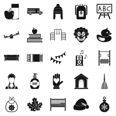 Hemşirelik okulu Icons set, basit tarzı