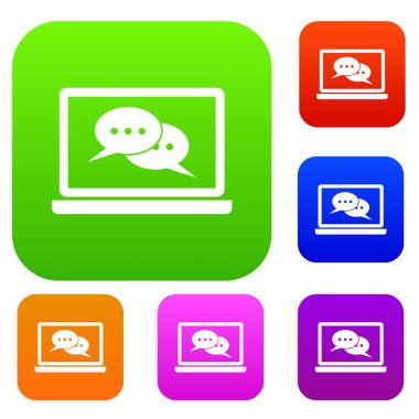 Konuşma balonları dizüstü bilgisayar ekranında koleksiyonu ayarla