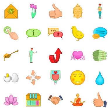 Nezaket Icons set, karikatür tarzı